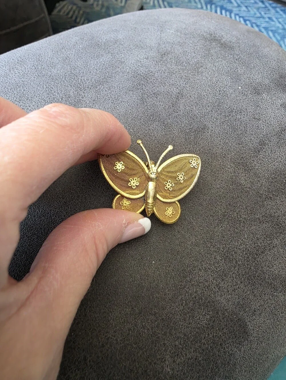 Gold Butterfly Brooch Pin - Elegant Floral Accent